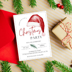 Modern Minimal Santa Hat Christmas Party  Invitation