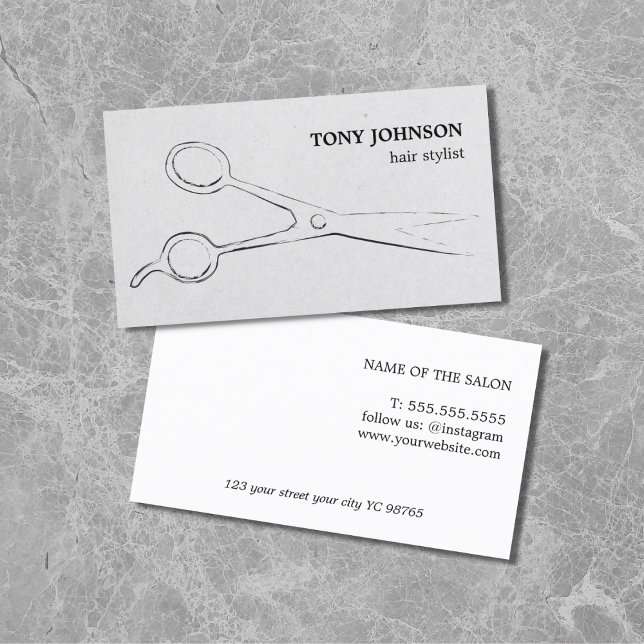 Modern Minimal Scissors Hair Salon  Business Card (Creator Uploaded)