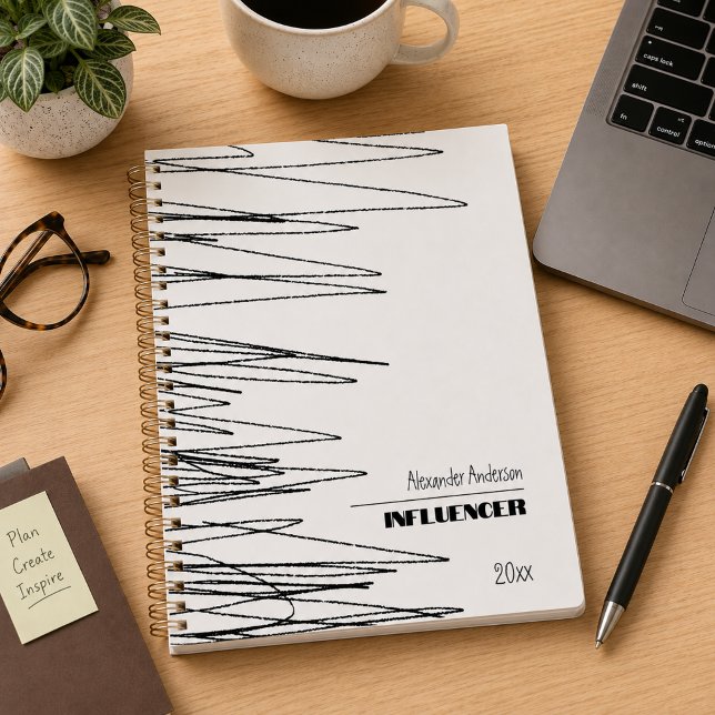 Modern Minimal Scribble Black And White Abstract Planner (Modern Minimal Scribble Black And White Abstract Planner)
