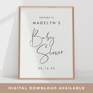 Modern Minimal Script Baby Shower Welcome Sign