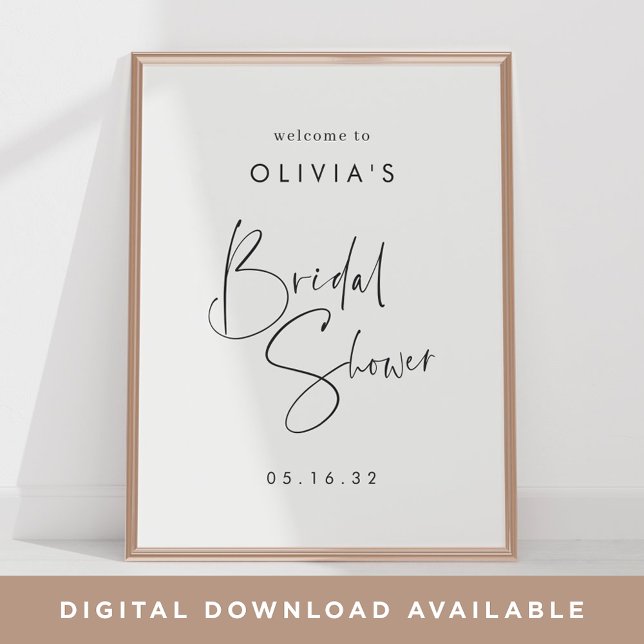 Modern Minimal Script Bridal Shower Welcome Sign (Creator Uploaded)