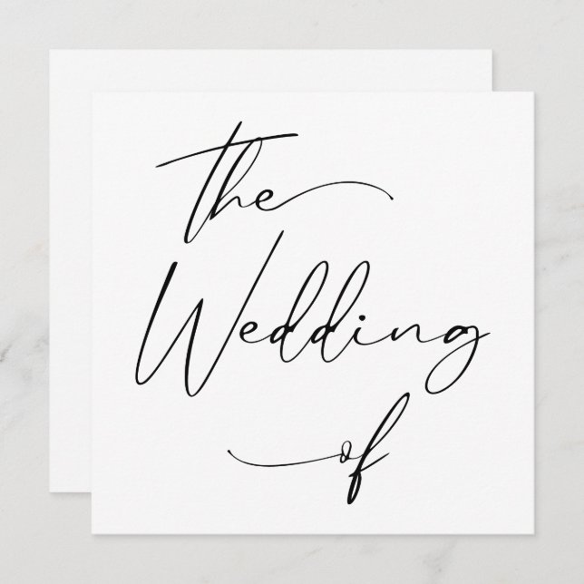 Modern Minimal Script Calligraphy Black Wedding  I Invitation (Front/Back)