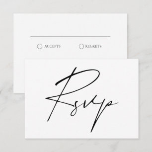 Modern Minimal Script Calligraphy Wedding  RSVP Card