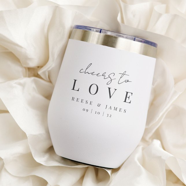 Modern Minimal Script Cheers to Love Wedding Favou (Creator Uploaded)