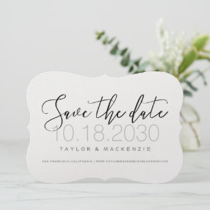 Modern Minimal Script Die-Cut Bracket Shape Save The Date