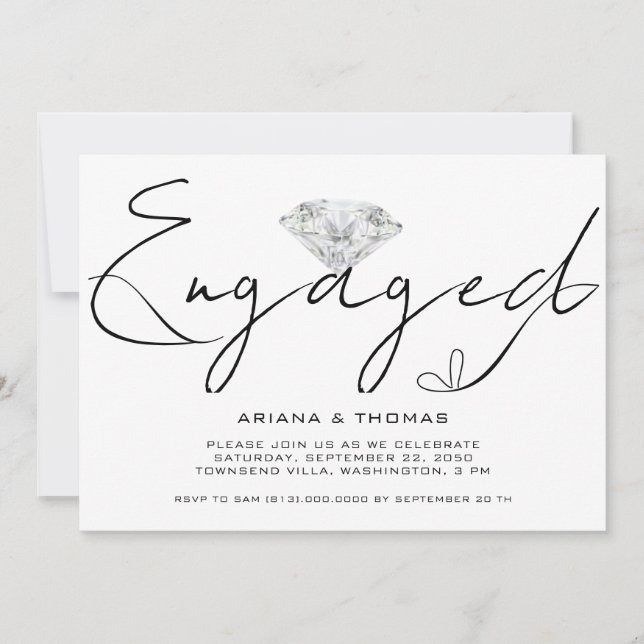 Modern Minimal Script Engagement Party Invitation (Front)