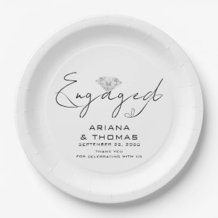 Modern Minimal Script Engagement Party Paper Plate