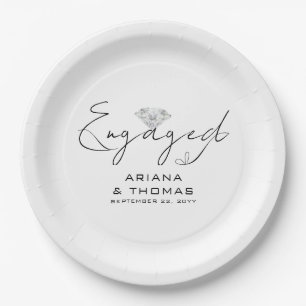 Modern Minimal Script Engagement Party Paper Plate