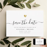 Modern Minimal Script Gold Vow Renewal Save The Date<br><div class="desc">This elegant Save the Date card for your vow renewal shines with simplicity. Modern typography,  gorgeous calligraphy and accented by a delicate heart in faux gold.</div>