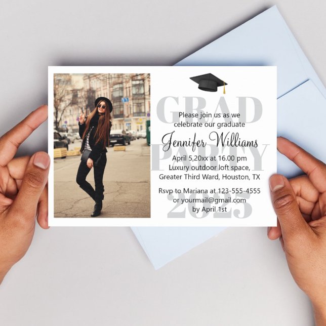 modern minimal script grad party 2027 photo invitation (Creator Uploaded)
