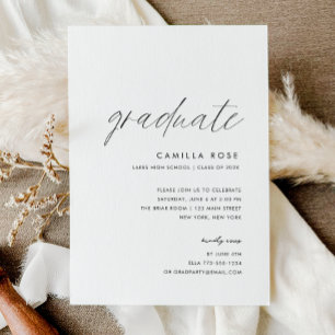 Modern Minimal Script Graduate Photo Invitation