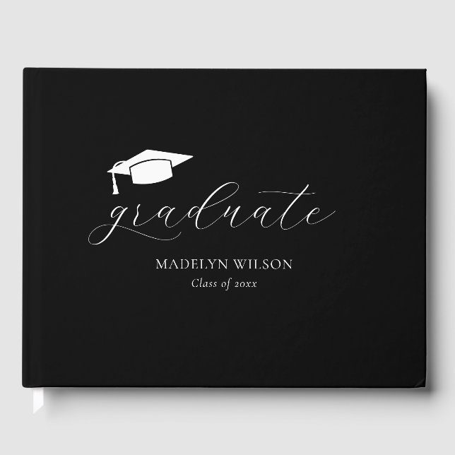 Modern Minimal Script Graduation Party Guest Book (Front)