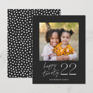 Modern Minimal Script Happy 2022 Photo Holiday Car Card