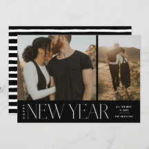 Modern Minimal Script Happy New Year Photo Holiday