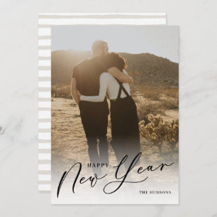 Modern Minimal Script Happy New Year Photo Holiday
