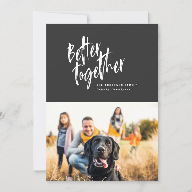 Modern minimal script holiday photo card (Front)