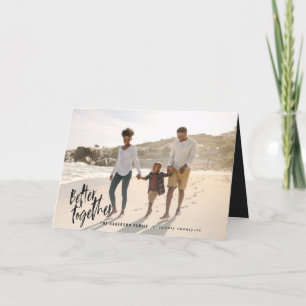 Modern minimal script holiday photo card