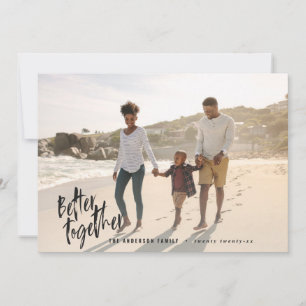 Modern minimal script holiday photo card