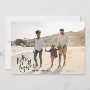 Modern minimal script holiday photo navy