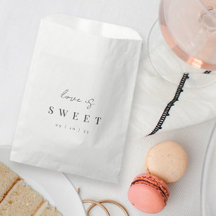Modern Minimal Script Love is Sweet Wedding Favour Bag