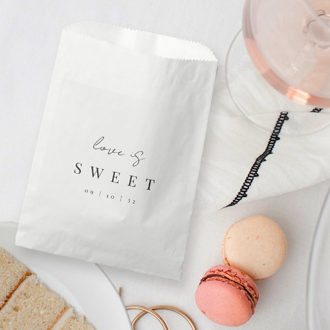 Modern Minimal Script Love is Sweet Wedding Favour Bag (Creator Uploaded)