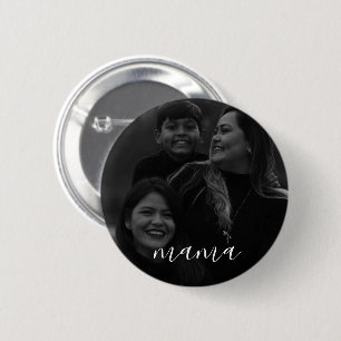 Modern Minimal Script Mama Photo Mother's Day 6 Cm Round Badge