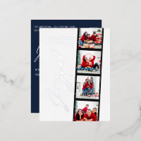 Modern minimal script multi photo christmas retro