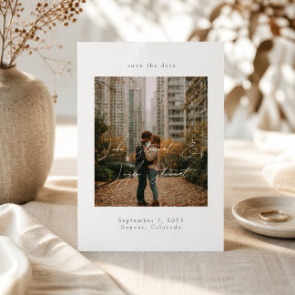 Modern Minimal Script Over Photo Wedding Save The Date