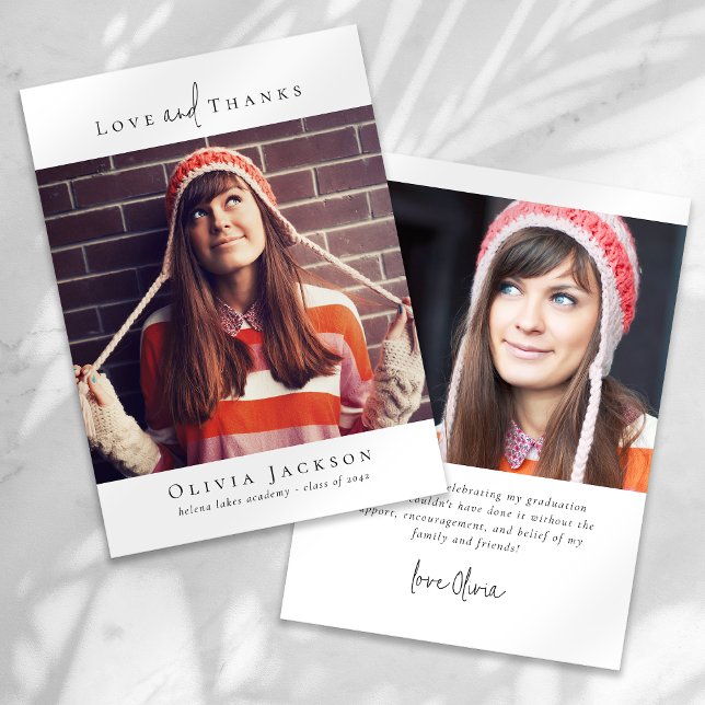 Modern Minimal Script Photo Graduation Thank You Card (Creator Uploaded)