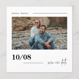 Modern Minimal Script Photo Save Our Date Invitation