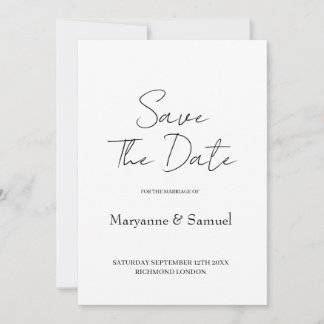 Modern Minimal Script Photo Save the Date Card
