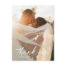 Modern Minimal Script Photo Wedding Thank You 