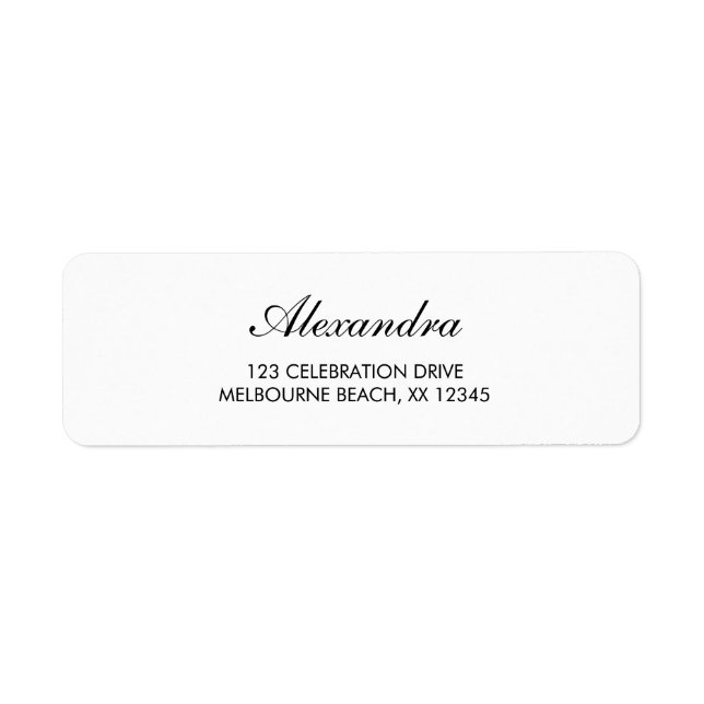 Modern Minimal Script Return Address Label (Front)