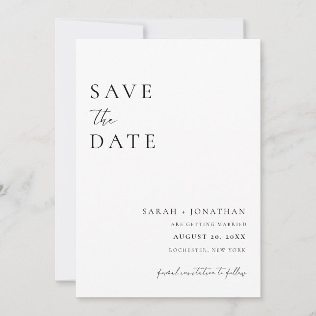 Modern Minimal Script Save The Date Photo Invitation (Front)