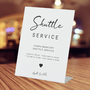 Modern Minimal Script Shuttle Service Wedding Sign