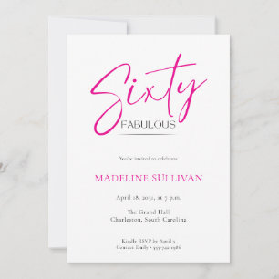 Modern Minimal Script Sixty 60th Birthday Party Invitation