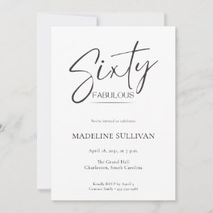 Modern Minimal Script Sixty 60th Birthday Party Invitation