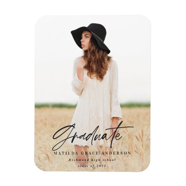 Modern minimal script typography graduation magnet (Vertical)