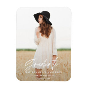 Modern minimal script typography graduation magnet