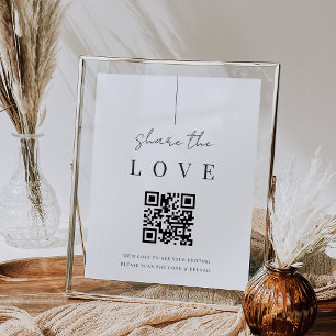 Modern Minimal Script Wedding Photo QR Code Sign