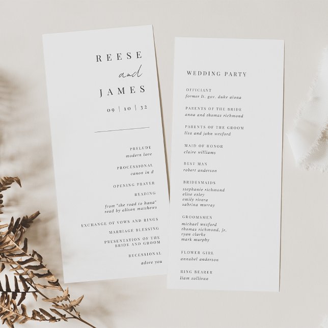 Modern Minimal Script Wedding Program (Creator Uploaded)