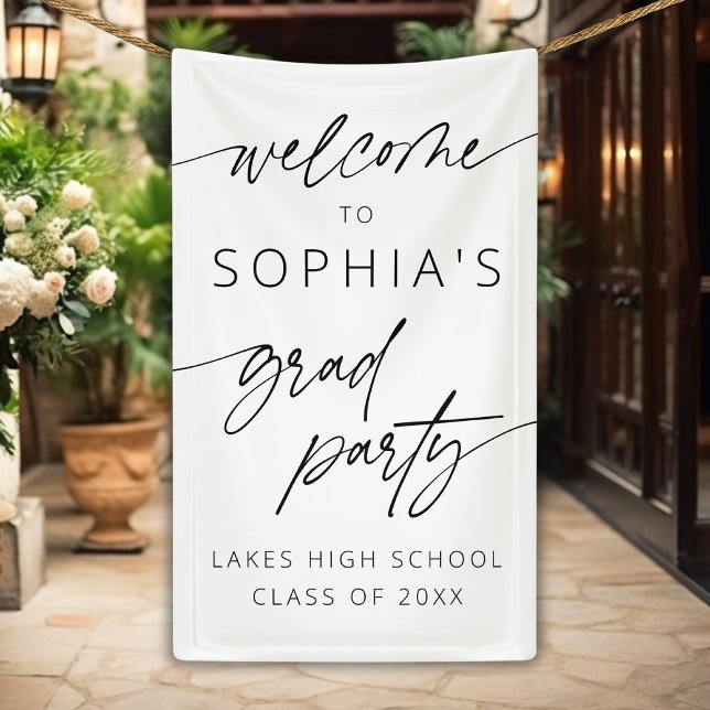 Modern Minimal Script Welcome Graduation Party Banner (Creator Uploaded)