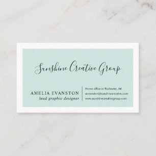 Modern Minimal Seafoam Blue Green Business Card