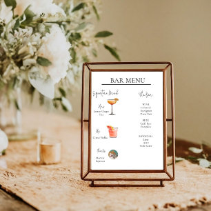 Modern Minimal Signature Drink Cocktail Bar Sign