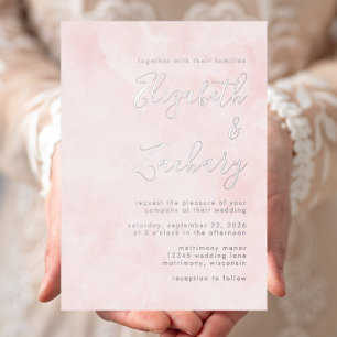 Modern Minimal Silver Script Blush Pink Wedding