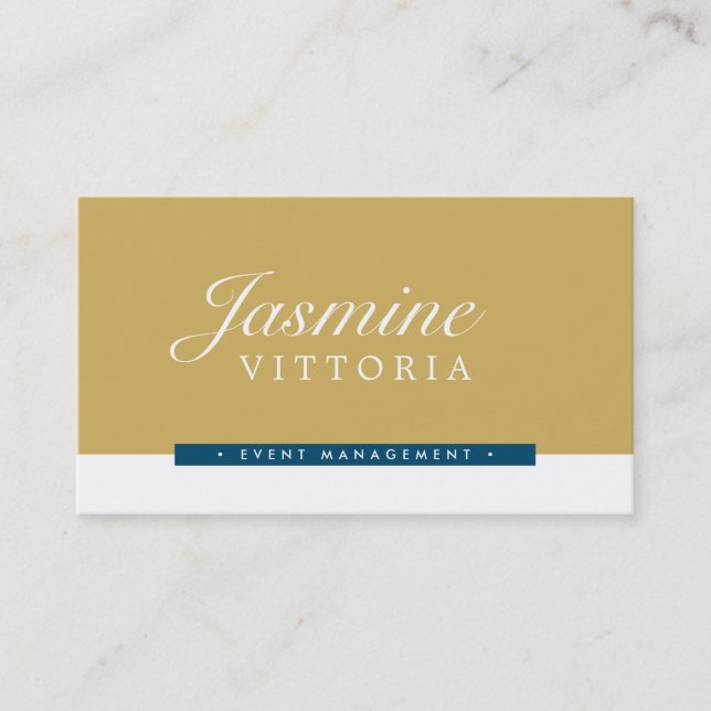 MODERN MINIMAL simple black colour old gold navy Business Card (Front)
