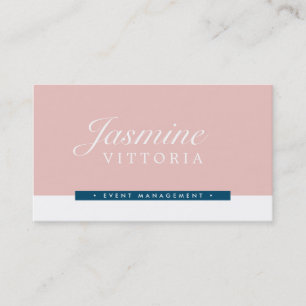 MODERN MINIMAL simple black colour pale pink navy Business Card