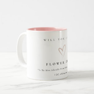 Modern Minimal Simple Blush Heart Flower Girl Gift Two-Tone Coffee Mug