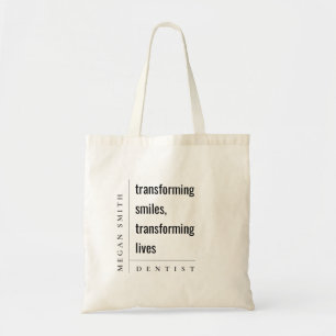 Modern Minimal Simple Bold Smile Dentist Gift Tote Bag