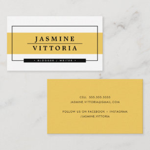 MODERN MINIMAL simple border yellow band black Business Card